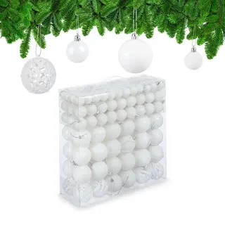 Relaxdays Relaxdays, Christbaumschmuck, Weihnachtskugeln-Set (150 -teilig)