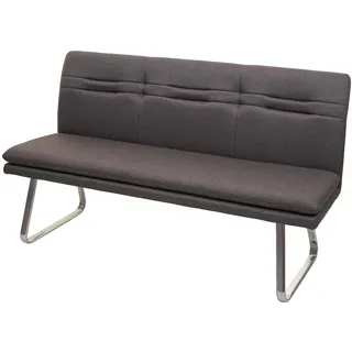 Mendler HWC-H70, Esszimmerbank Bank Polsterbank, Rückenlehne Stoff/Textil Edelstahl gebürstet ~ grau-braun 160cm