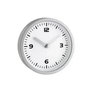TFA Dostmann 60.3012 Quarz Wanduhr 16 mm x 45 mm Silber Badezimmer-/Feuchtraum geeignet