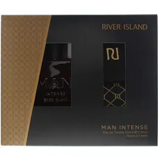 River Island Man Intense Eau de Toilette 100ml & 2x Socken Geschenkset Stilvolle Verpackung Schwarz Gold 430g