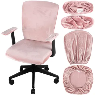 Calkkrer 4 Stück Universelle Bürostuhlbezüge, Stretch Stuhlhussen Mit Armlehne, Schutzhülle Für Sitzfläche Und Rückenlehne, Für Drehstuhl, Gaming Stuhl, Hellrosa