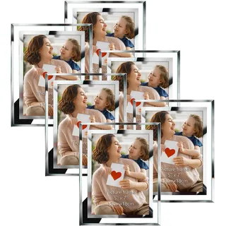 PETAFLOP Bilderrahmen 13x18, Bilderrahmen Glas 6er-Set für Hochzeiten, Häuser, Büros