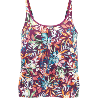 Oversize-Tankini-Top VENICE BEACH "Cadu", Damen, Gr. 36, N-Gr, bunt (bordeaux bedruckt), Obermaterial: 84% Polyamid, 16% Elasthan. Futter: 92% Polyester, 8% Elasthan, Bikini-Oberteile Oversize-Tankini-Top, mit floralem Allover-Print, Topseller