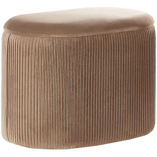Beliani Pouf Richland 35/55/41 cm , Beige , Textil , Oval , 55x41x35 cm , Wohnzimmer, Sessel, Hocker & Hockerbänke, Poufs