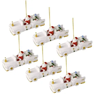 Villeroy & Boch "Ornamente Cadillac 2026 Christmas Classics 5,3 x 11,7 x 4,8 cm 6er Set weiß-gold", weiß, gold,