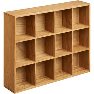 Wandregal , Eichefarben , Holz , Eiche , massiv , Holz , 8 Fächer , 39x11x51 cm , hängend , Holzmöbel, Holzregale, Wandregale Holz