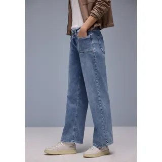 5-Pocket-Jeans STREET ONE "Style Emee", Damen, Gr. 33, Länge 30, light blau authentic, Denim/Jeans, Obermaterial: 76% Baumwolle, 18% Lyocell, 4% Elastomultiester, 2% Elasthan, unifarben, loose fit lang, Jeans 5-Pocket-Jeans, mit weitem Bein, Topseller