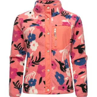 Kapuzensweatjacke RAGWEAR "Plüschjacke Appopis Print", Damen, Gr. 6XL, orange (coral), Obermaterial: 100% Polyester PES., Sweatjacken Kapuzensweatjacke
