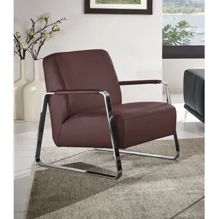 Cocktailsessel W.SCHILLIG "quadroo Designsessel, Loungesessel", rot (rosso marone z73), B:65cm H:82cm T:82cm, Velourgewebe V41 (100% Polyester);Longlife Xtra-Leder Z59 - Glattleder;Longlife Xtra-Leder Z73 - Glattleder;Stoff S37 (100% Polyester): Luxus-Microfaser in Lederoptik, Sessel, Cocktailsessel, mit bezogenen Armlehnen, Gestell in Chrom glänzend
