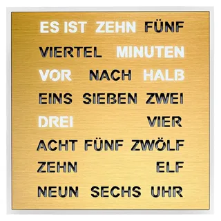 Filius 0400-9 Wort-Tischuhr Quadratische Wortuhr Goldfarben 20 cm