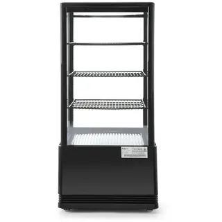 HENDI Kühlvitrine, Aufsatz, Kuchenvitrine, 2/6 ̊C, automatischer Abtauung, Inklusive 3 höhenverstellbare Regalböden, LED Innenbeleuchtung Oben, 78L, 230V, 170W, 452x406x(H)966mm, Schwarz