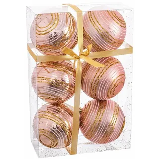 BigBuy Christmas Weihnachtskugeln Rosa Kunststoff Spirale 8x8x8cm (6 Stück)