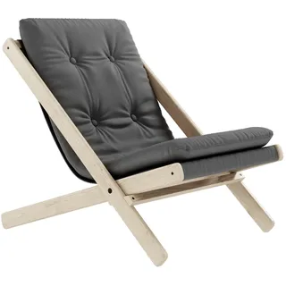 Loungesessel KARUP DESIGN "Boogie OUT, Klappstuhl inklusive gepolsterte Sitzauflage", grau (dunkelgrau), B:65cm H:75cm T:88cm, Bezug: 100% acrylic dralon, Sessel, Loungesessel, Sitzauflage: schnelltrocknend, wasserabweisend, Gestell aus Massivholz