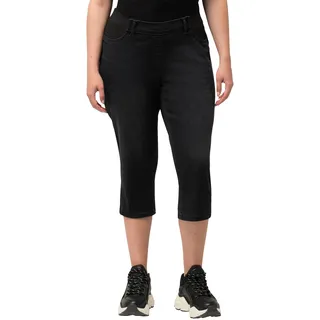 Ulla Popken Damen Capri Elastikbund, Sienna Jeans, Black, W32 / L32