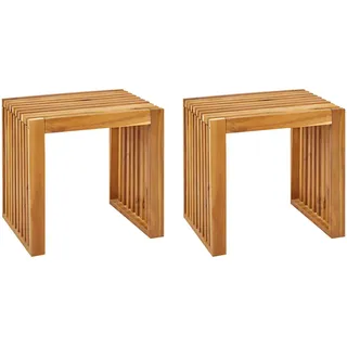 Beliani Gartenstuhl 2er- Set Holz Heller Holzfarbton Bellano , Hellbraun , 45x43x35 cm , Gartenmöbel, Gartensessel, Gartenstühle