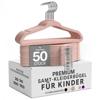 Utopia Home - Premium Kinder-Kleiderbügel aus Samt (Rosa, 50er-Pack) | Hochwertige, rutschfeste Baby-Kleiderbügel für Babys und Kleinkinder, langlebig, ultradünn, platzsparend, Schrank-Organizer