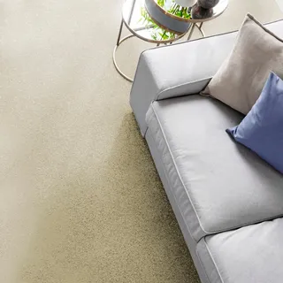 Andiamo Teppichboden »Kira, Velours, Made in Belgium« rechteckig 8 mm Höhe Uni Farben, Breite 400 cm, strapazierfähig, pflegeleicht, Wohnzimmer, beige