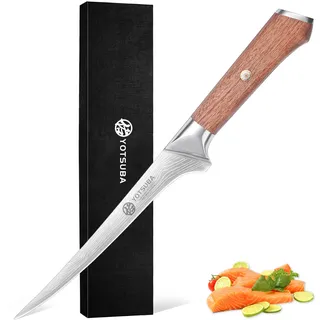 YOTSUBA Filetiermesser, 18cm Küchenmesser Filitiermesser Scharf, Profi Fischmesser, Deutscher Edelstahl Fischfiliermesser, Lachsmesser mit Ergonomischer Griff, Geschenkverpackung
