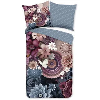 HIP Wendebettwäsche »Asher« 2 Stk., tlg. Mako-Satin, Reißverschluss, Wendeoptik, Mandala, Blumen, Schmetterling