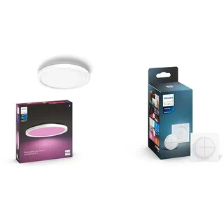 Philips Hue White Ambience Surimu Panelleuchte, weiß & Tap Dial Switch Drehschalter, weiß, personalisierbar via Hue App, Zubehör