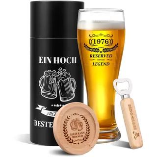 yosiio 50. Geburtstag Geschenk für Männer 1976 Personalisierte Bierglas Geburtstagsgeschenk 18oz Bierglas 50 Geburtstag Mann