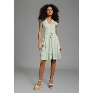 Laura Scott Sommerkleid mit femininen Blumen, aus Viskose und Elasthan, geblümte Optik, beige, geblümt
