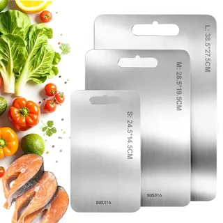 Titan Schneidebrett 3er Set - Titanium Küchenbrett, Antibakteriell & Spülmaschinenfest - Messerschonende & BPA-Freie Cutting Board Alternative zu Edelstahl & Holz - Für Fleisch, Obst & Gemüse