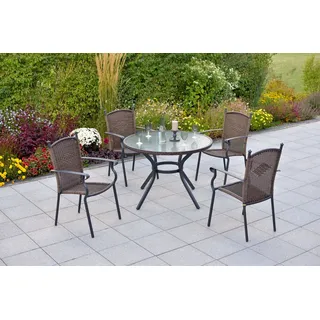 Merxx Garten-Essgruppe MERXX "»Roma«", braun (braun, braun, graphit), Aluminium, Sicherheitsglas, Wicker/Kunststoffgeflecht, Sitzmöbel-Sets, Tisch: Øx H: 104x74 cm