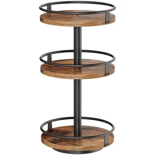 HOOBRO Gewürzregal, Küchenregal, 3-stufiger drehbarer Gewürzständer, Küchen-Organizer, Gewürzhalter, für Küchentheke, Schminktisch, Esstisch, rustikales Braun und Schwarz EBF09TL01
