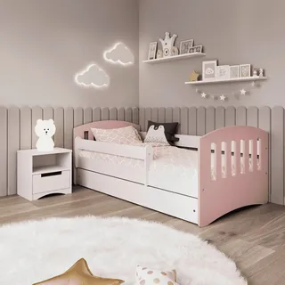 MID.YOU Kinderbett CLASSIC 80 x 180 cm Birke pink/weiß