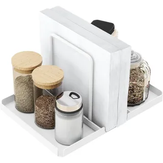 STWWO Serviettenhalter für Tisch Serviettenspender Metall, Weiß | Serviettenständer mit Caddy für Salz- und Pfefferstreuern Papier Servietten Halterung Napkin Holder für Tisch Esszimmer