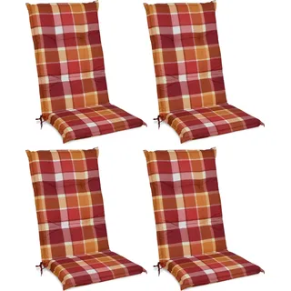 Beautissu 4er Set Hochlehner Auflage Sunny 100x50x6cm - Rot