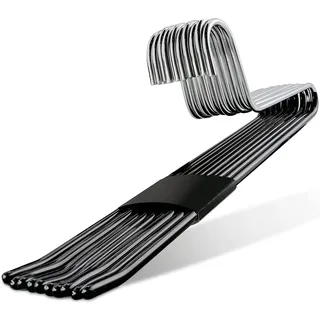 CORTEC Hosenbügel Metall platzsparend & rutschfest 10 Stück Kleiderbügel für Hosen aller Größen Hosenkleiderbügel stabil Schwarz gummiert