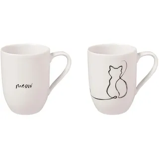 Villeroy & Boch – Statement Tassen Set "Katze" 2 teilig Weiß, Schwarz, Spülmaschinenfest, Mikrowellensicher, Katzentassen, Kaffeebecher, Katzenbecher, Tasse, Kaffeetasse, Becher, Premium Porzellan