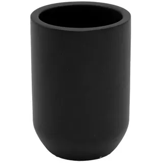 Sadena Zahnputzbecher , Schwarz , Kunststoff , 7x10.5x7 cm , Badaccessoires, Zahnputzbecher