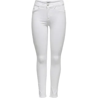 ONLY Damen Skinny Fit Jeans, Mid Waist Stretch Denim Hose, ONLBLUSH Life Röhrenjeans, Farben:Weiß, Größe:L / 34L