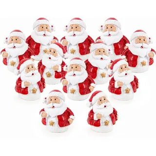 Logbuch-Verlag Mini Nikolaus Figuren 3 cm – 12 Stück kleine Weihnachtsmänner rot-weiß mit goldenem Stern – Tischdeko & Wichtelgeschenk Weihnachten