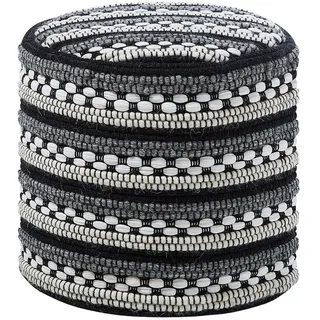 Beliani Pouf Guntur 41/41/41 cm , Weiß , Textil , Rund , 41x41x41 cm , Wohnzimmer, Sessel, Hocker & Hockerbänke, Poufs