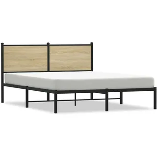 vidaXL Metallbett ohne Matratze Sonoma-Eiche 140x200 cm - Braun