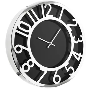 Almina elegante Wanduhr für Ihr Zuhause 60 cm mit Ziffern Schwarz/Silber
