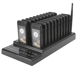 ASHATA Wireless Guest Call System, Untersetzer Pager Calling System Restaurant Pager Wireless Calling System Empfänger 20-Kanal mit Ladeanzeige (Schwarz)