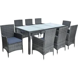 Estexo Polyrattan Sitzgruppe Gartenmöbel Set für 8 Personen Rattan Gartenset Anthrazit