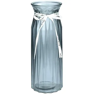 TSKDKIT Blumenvase Klar Glasvase für Tischdeko 29x10cm Modern Schmale Vase mit Schleifenband Boho Transparente Dekorative Kristall Vasen für Pampasgras, Tulpen, Rosen, Home Wohnzimmer Büro Dekor