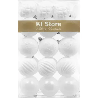 Busybee weihnachtskugeln Kunststoff 30 Stücke 6CM Ornamente für Weihnachtsbaum Weiß Christbaumkugeln Weihnachtsdekoration Kugeln Kunststoff Plastik
