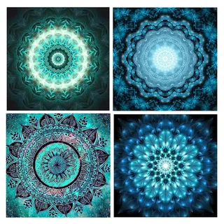 DCIDBEI 30x30CM DIY 4 Set Diamond Painting Mandala, Rund Diamant Stickerei Spiritualität, Diamant Painting Bilder Blume des Lebens für Erwachsene, Diamond Art Wanddekorationen im Büro Eingang