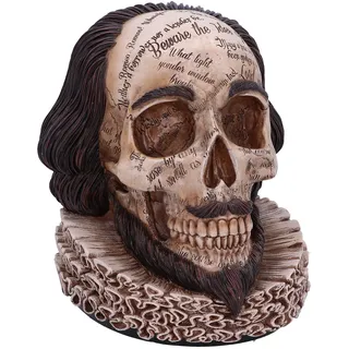 Nemesis Now Shakespeare's Legacy 16 cm, Kunstharz, Shakespeare-Totenkopf-Figur, inspiriert von William Shakespeare, gegossen aus feinstem Harz, handbemalt