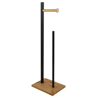 Spirella Toilettenpapierhalter Stehend BxHxT: 20x68x18cm freistehender Papierrollenhalter Bambus Edler Rollenhalter für WC-Rollen als Ersatzrollenhalter Schwarz/Natur