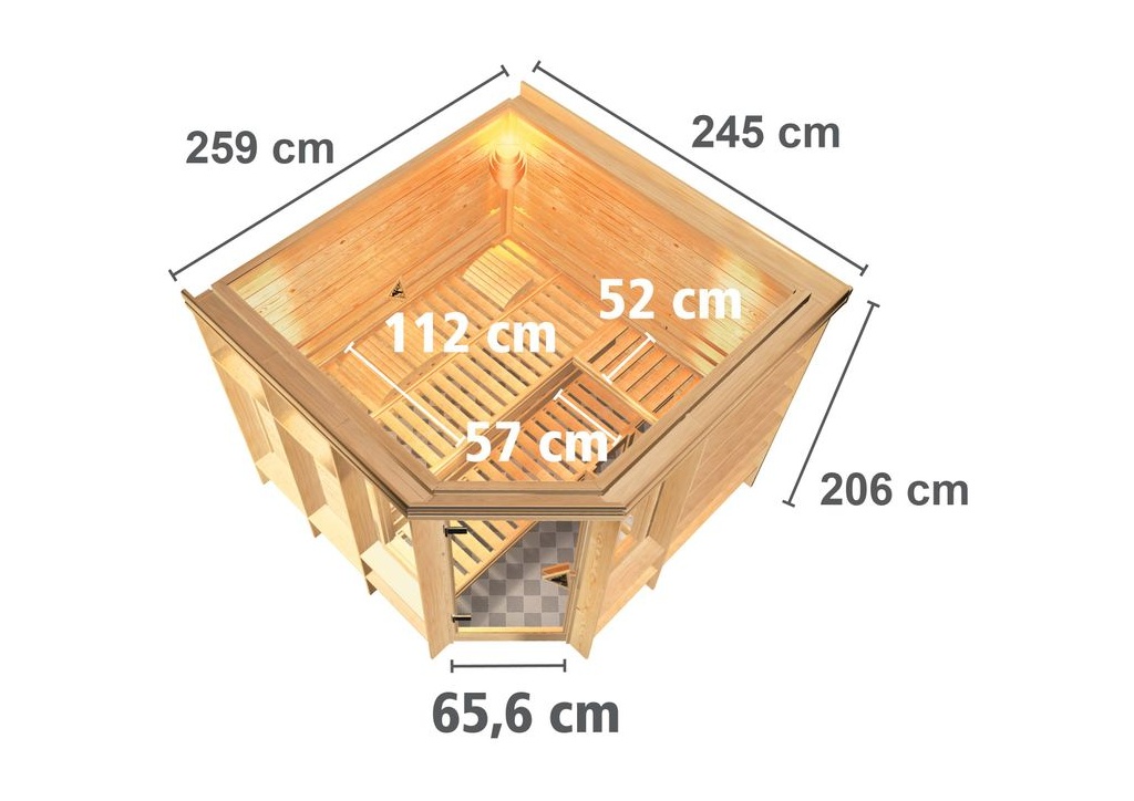 Bild von Sauna Marona 40mm Dachkranz + Ofen 9 kW Saunaofen ext. Steuerung