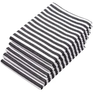 ZOLLNER 5er Set Geschirrtücher Baumwolle in 50x70 cm - saugstarke und langlebige Küchentücher - waschbar bis 60°C – in schwarz gestreift- Gastronomiequalität - Oeko Tex® Zertifiziert