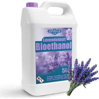 Bioethanol 96,6% 5L | Alkohol Lavendelduft 96,6% 5L | Bioethanol für Kamin, Tischkamin, Bioethanol Kamin | Bioethanol Lavendelduft | Saubere Verbrennung, ohne Rauch, lebendige und stabile Flamme